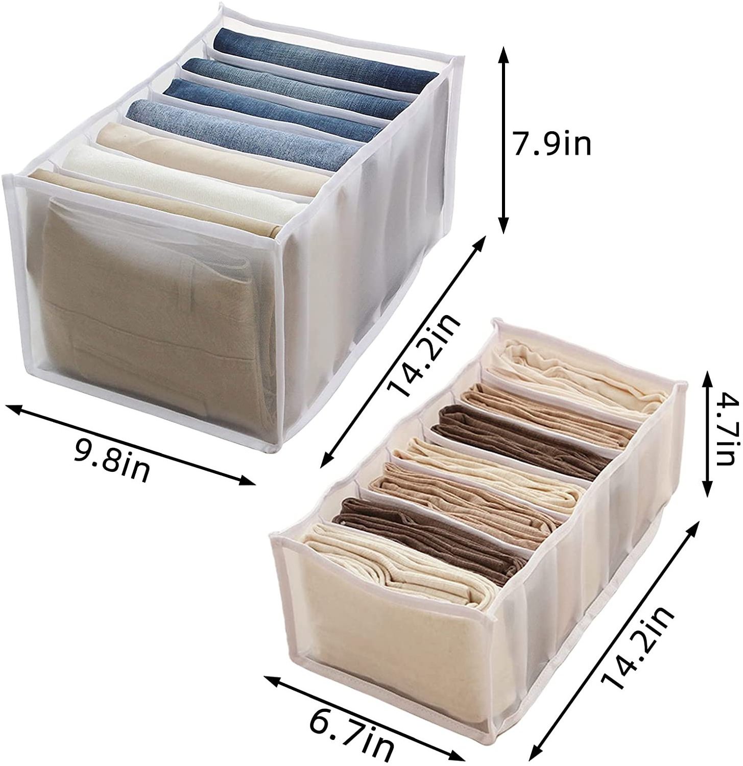 Foldable Closet Drawer Organizer Clothes Drawer Mesh Separation Box Portable Bedroom Closet Organizers