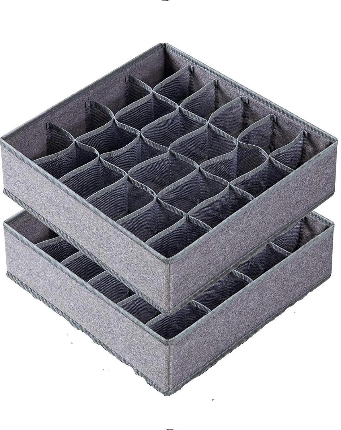 Sock Organizer with Lid, Foldable Closet Storage Boxes for Socks, Bras, Ties, Towels, Scarves