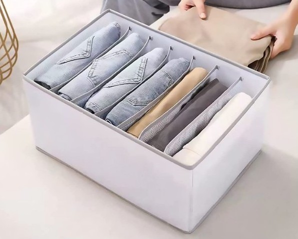 Upgraded Thicken 2 PCS PP Wardrobe Clothes Organizer T-shirt 7 Grids Compartment Storage Box