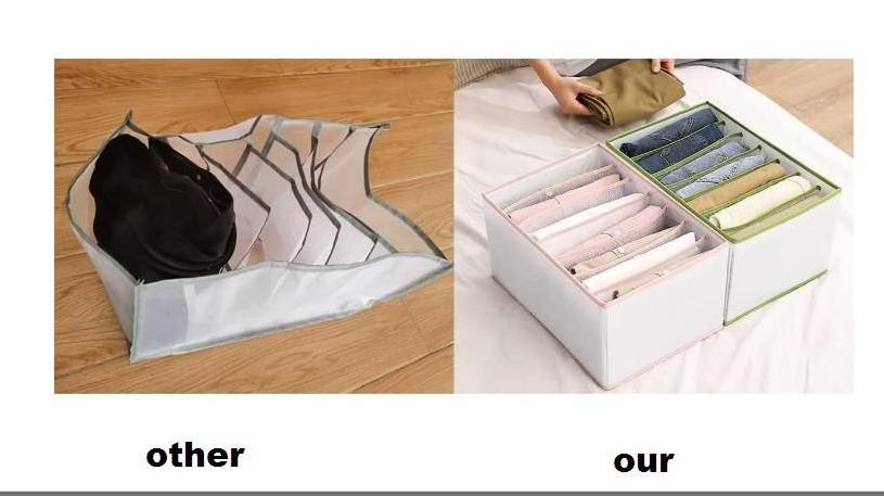 Upgraded Thicken 2 PCS PP Wardrobe Clothes Organizer T-shirt 7 Grids Compartment Storage Box