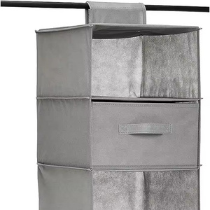 6-Tier Hanging Shelf Closet Storage Organizer with Removable Drawers, Grey, 6.9"D x 13.6"W x 12.2"H