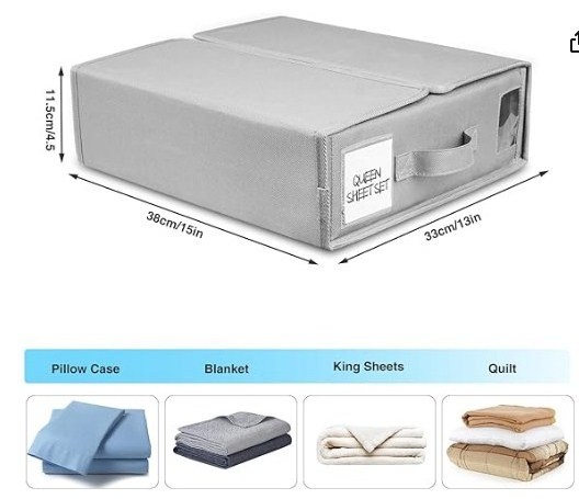 Bed Sheet Organizer, Linen Closet Organizers and Storage, Foldable Cube Sheet Set Organizer