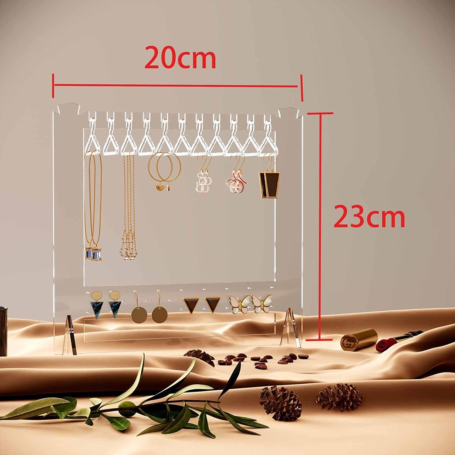 Acrylic Jewelry Display Stand L-Shaped Necklaces Mini Hanger Rack Organizer Bracelet Holder Storage Scrunchie Display Stand