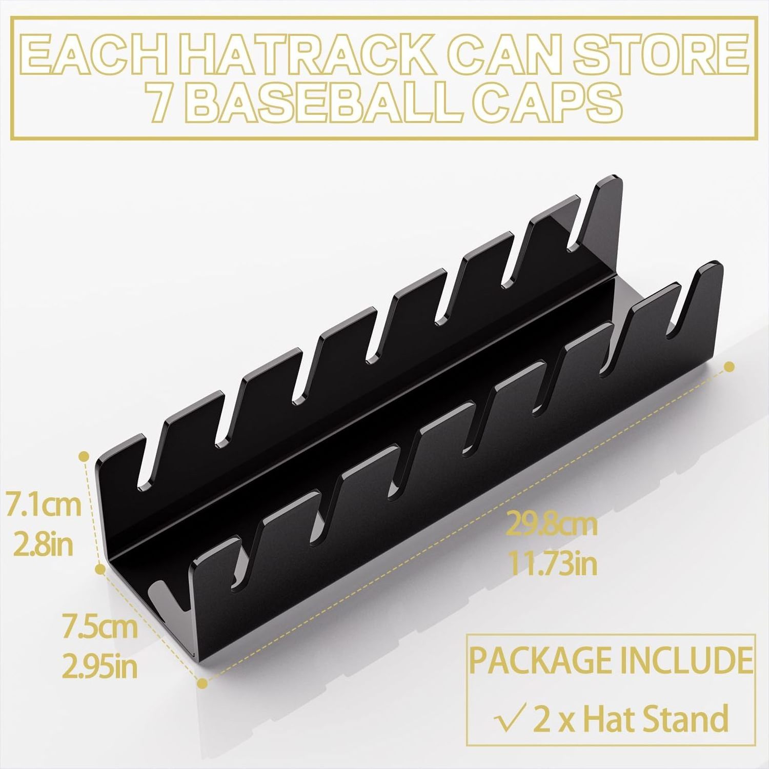 2-Piece Set Acrylic Hat Rack Countertop Cap Display 7-Tier Baseball Retail Hat Display Stand Cap Display Rack