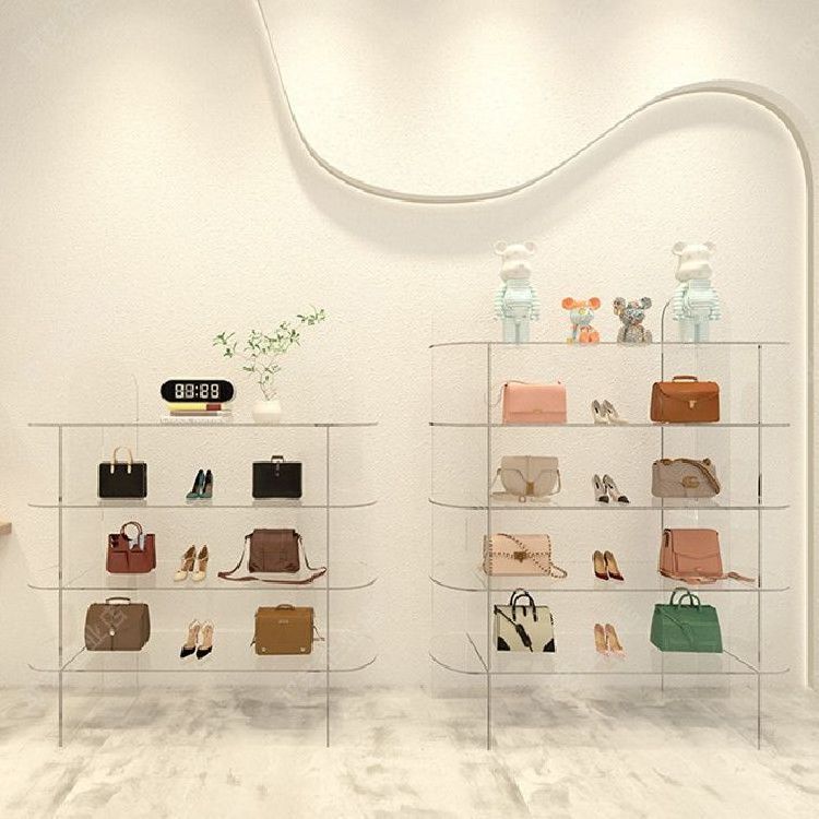 Acrylic clothing shoes store transparent display cabinet multifunctional shelves shoes bag rack handbag boutique display rack