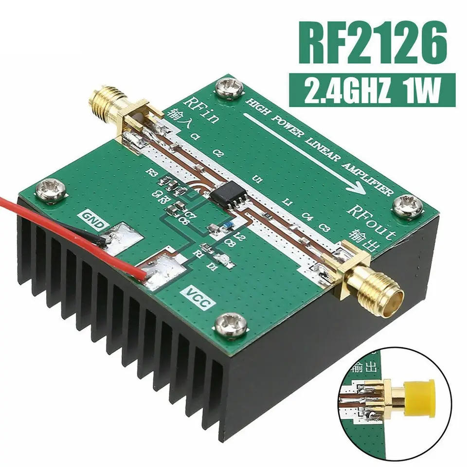 RF2126 400MHZ-2700MHZ broadband RF Power Amplifier 2.4GHZ 1W FOR WIFI Ham Radio Amplifier with heat sink