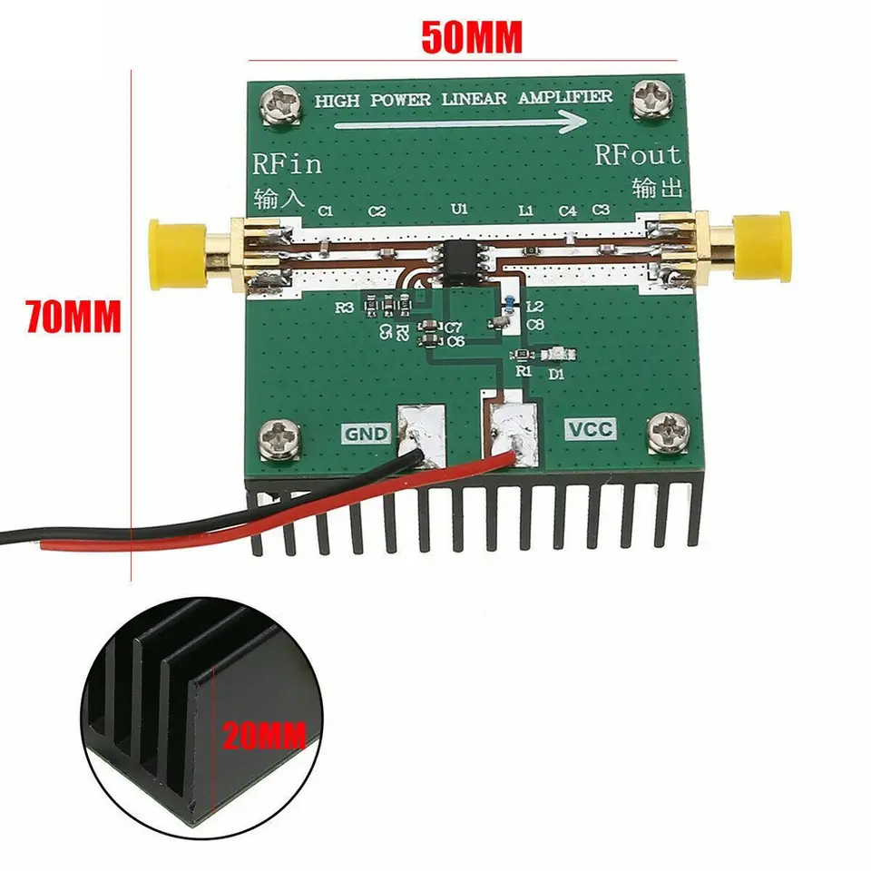 RF2126 400MHZ-2700MHZ broadband RF Power Amplifier 2.4GHZ 1W FOR WIFI Ham Radio Amplifier with heat sink