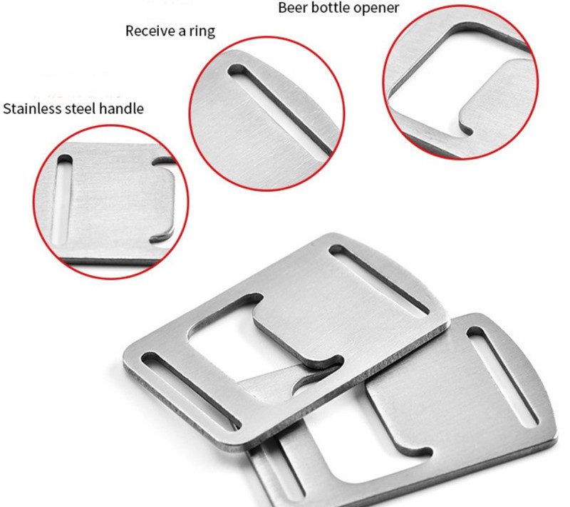 HXY Stainless Steel Card Beer Bottle Opener Outdoor Backpack Webbing Buckle Hanging Rope Bottle Opener Lanyard Beer Lids Openers