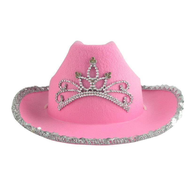 Wholesale Western Style Pink Cowboy Hat Girl Women Wild West  Accessory Cowgirl Hat Holiday Costume Party Hat