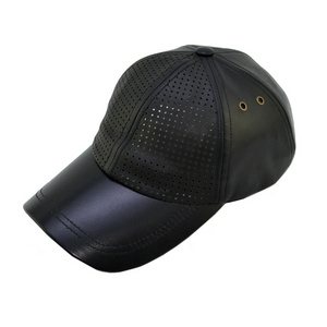 Fashion Breathable Base ball Caps Hats Men Custom Leather Black Baseball Hat sport gorras  Blank PU Leather Hat