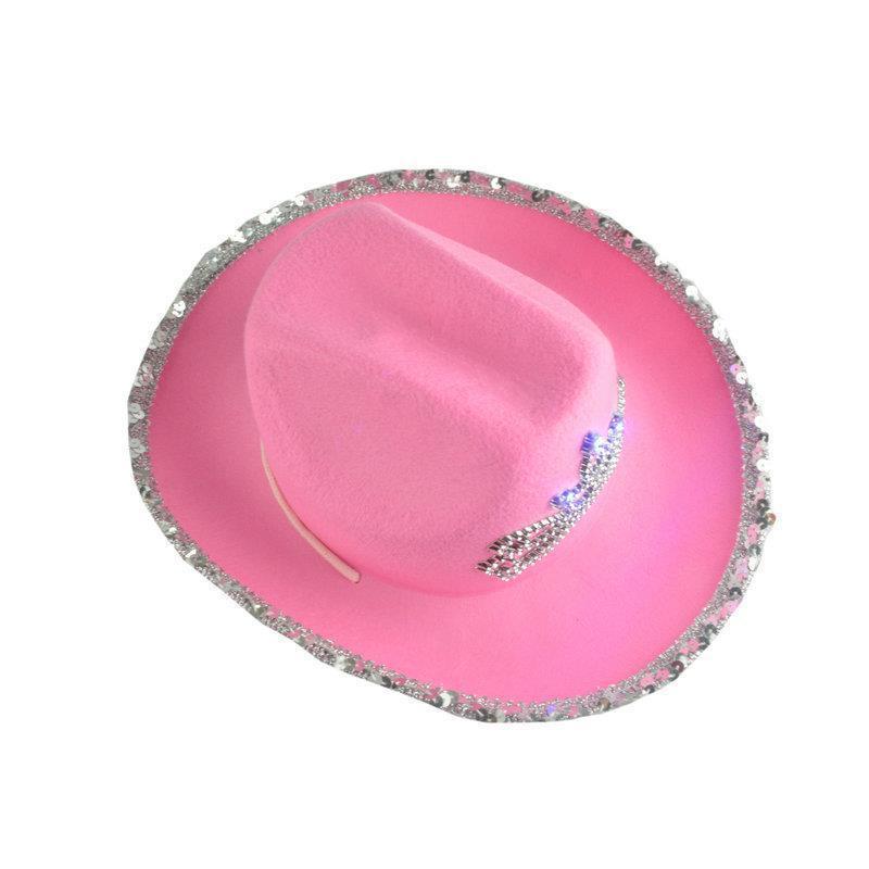 Wholesale Western Style Pink Cowboy Hat Girl Women Wild West  Accessory Cowgirl Hat Holiday Costume Party Hat