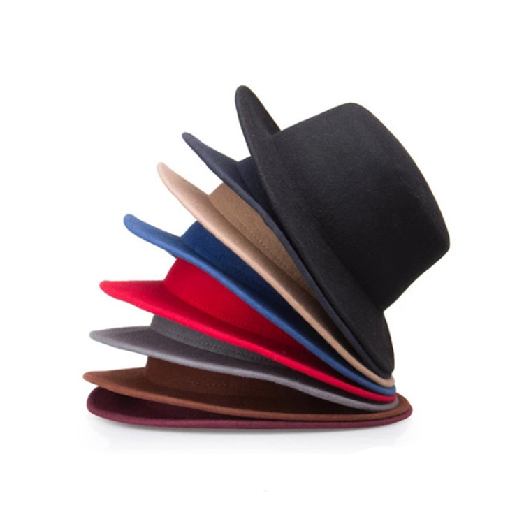 24h free design Unique Black Wool Felt Trilby Men Fedora Hats wholesale