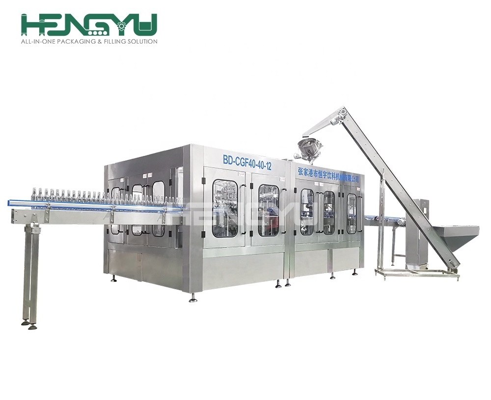 OEM Automatic Juice Soda Beverage Carbonated Drink Making Liquid Glass Bottle Filling Machines Production Line Capping Machinery