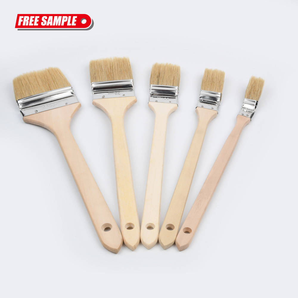 Bent Wood Handle Paint Brush for Wall Treatment Radiator Cleaner Brushes