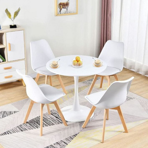 Painted MDF Board painted metal base round wooden mdf plywood dining table