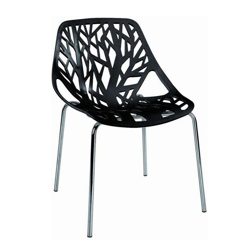 Tree Branch Pattern Stackable Forest PP Plastic Chair with Steel Legs