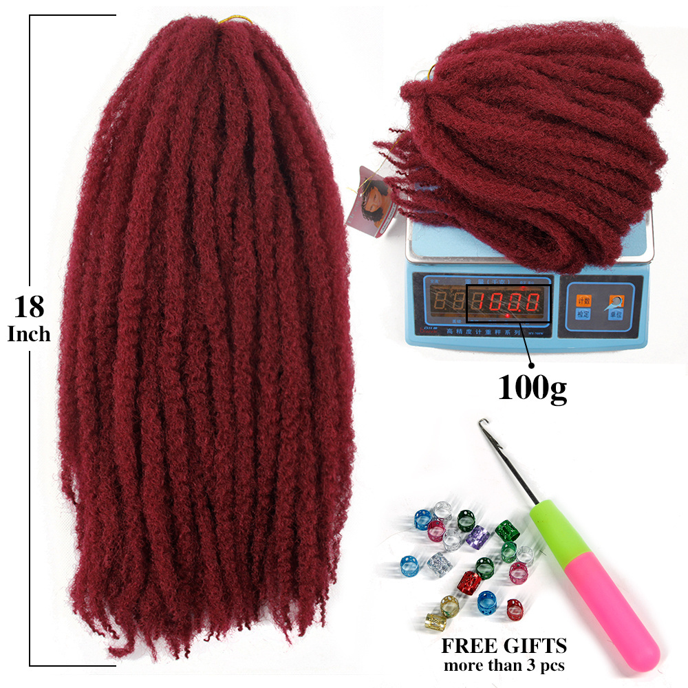 Wholesale 18 Inch 100g 100%Synthetic Fiber Marley Braid Afro Kinky Braid Hair Afro Kinky Twist Hair Marley Hair Braid