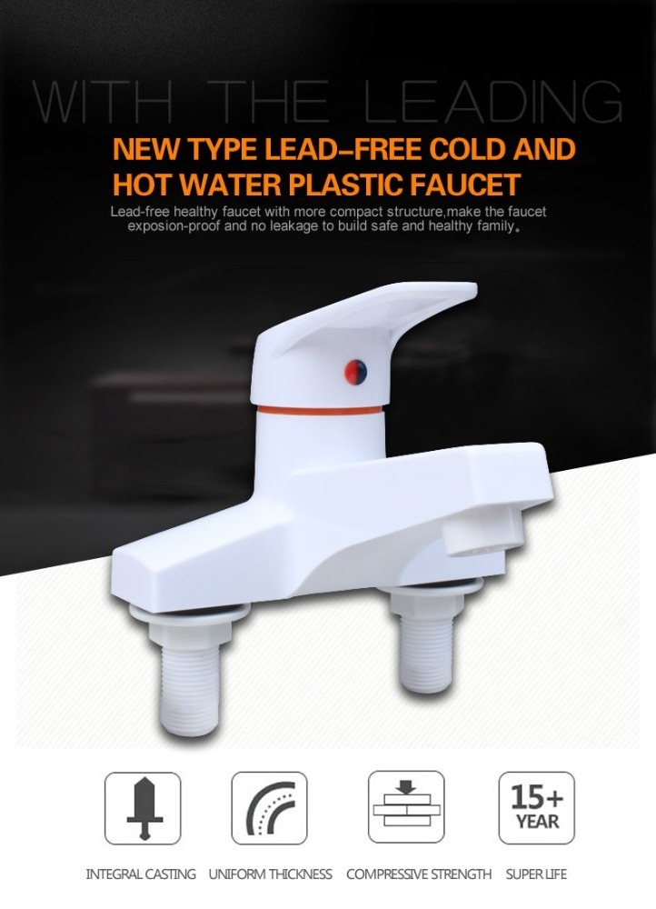 double hole single handle plastic faucet for cold and hot water