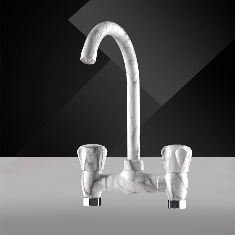 white PP material double handle cold and hot water bath room plastic faucet