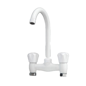 white PP material double handle cold and hot water bath room plastic faucet