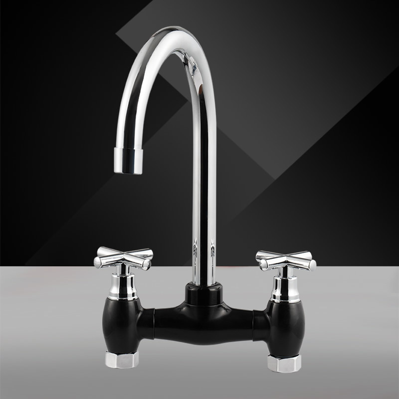 white PP material double handle cold and hot water bath room plastic faucet