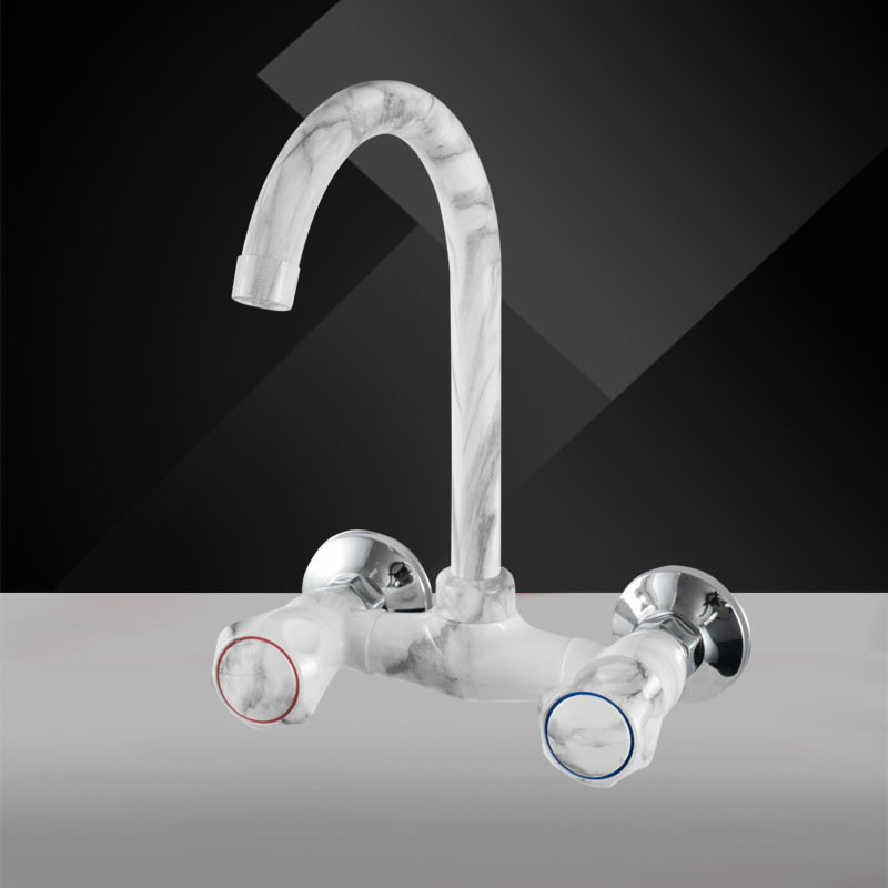 wall mounted double handle cold and hot water mix plastic faucet