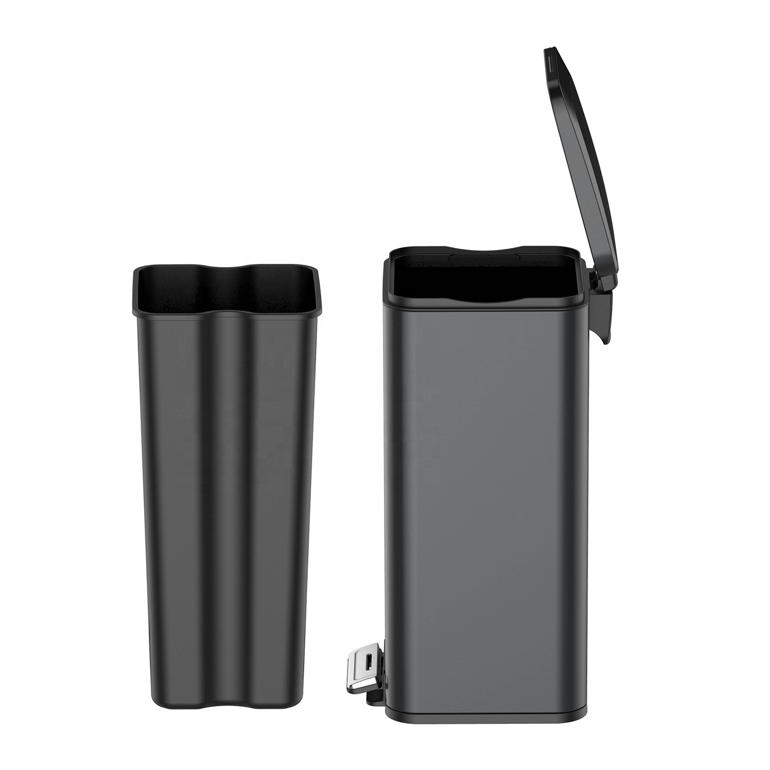 Black Metal Products Step 30l Trash Can Bin Waste