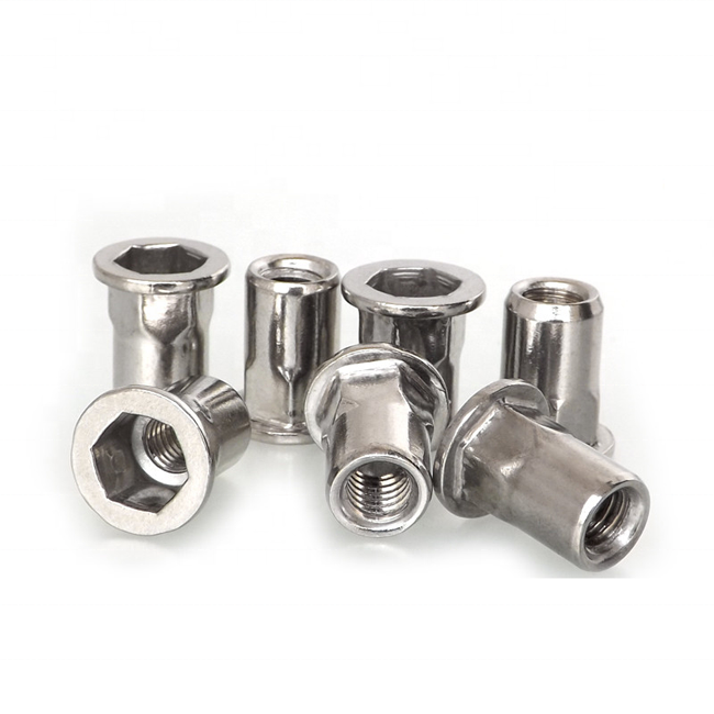 1/4-20 stainless steel 304 hex countersunk flat head rivet nut