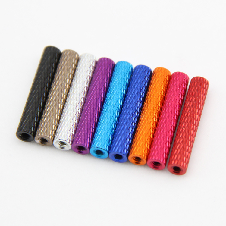 Anodized M3 aluminum knurled round standoff spacer