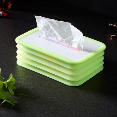 Custom Design Modern fluorescent Silicone Tissue Box Holder Tissue Box Cover for Creative Decorative