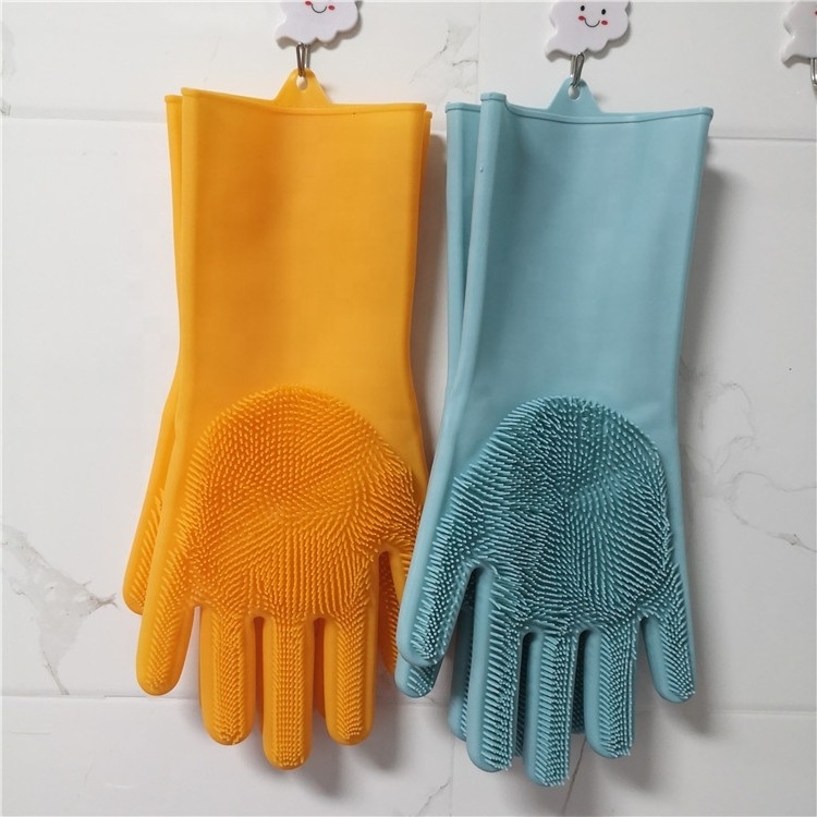 Cleaning Kitchen Dish Washing Gloves Thin Powder Free Rubber Gloves silicon hand gloves scrubber