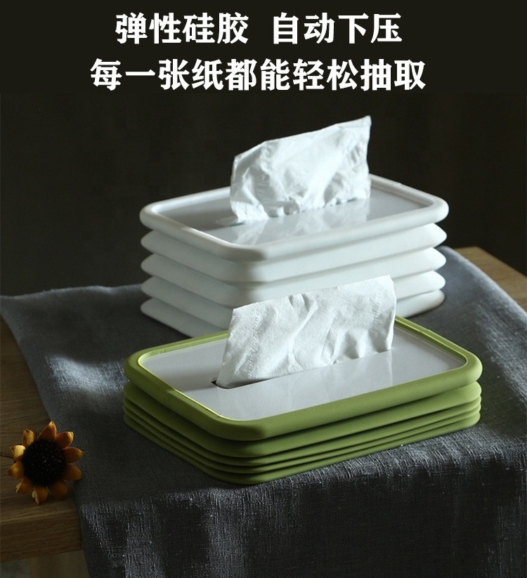 Cheap Tissue Cover Plastic Foldable Handkerchief Box Napkin Holder For Desktop Tissue Box