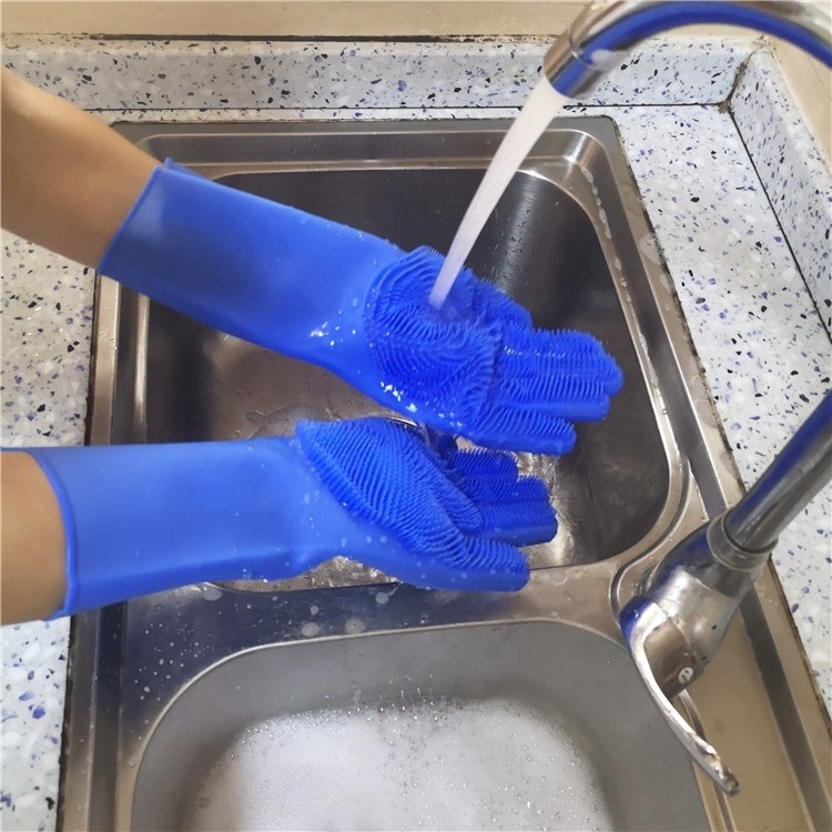 Cleaning Kitchen Dish Washing Gloves Thin Powder Free Rubber Gloves silicon hand gloves scrubber