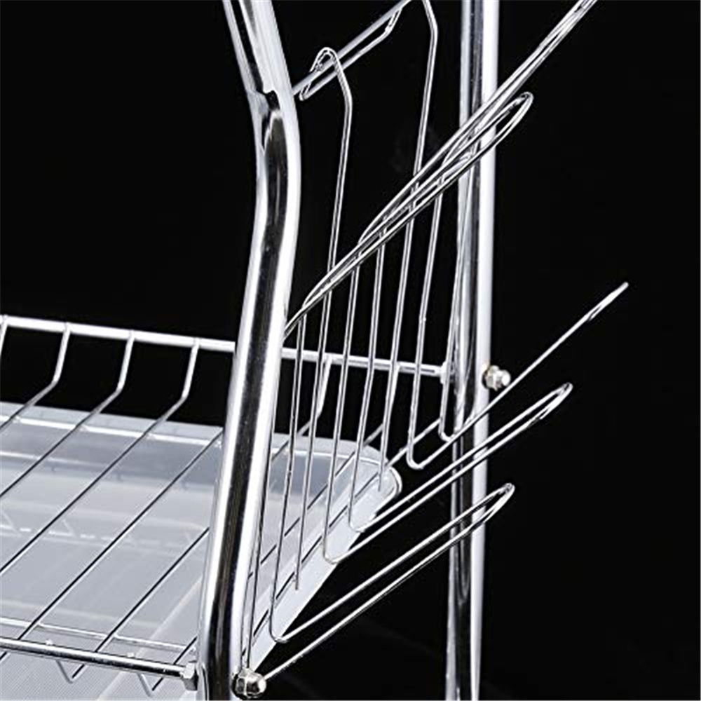 Utensil Holder Drain Board Large Capacity Stainless Steel Kitchen Plate Rack Drying 3 Tier Dish Drainer Drying Rack