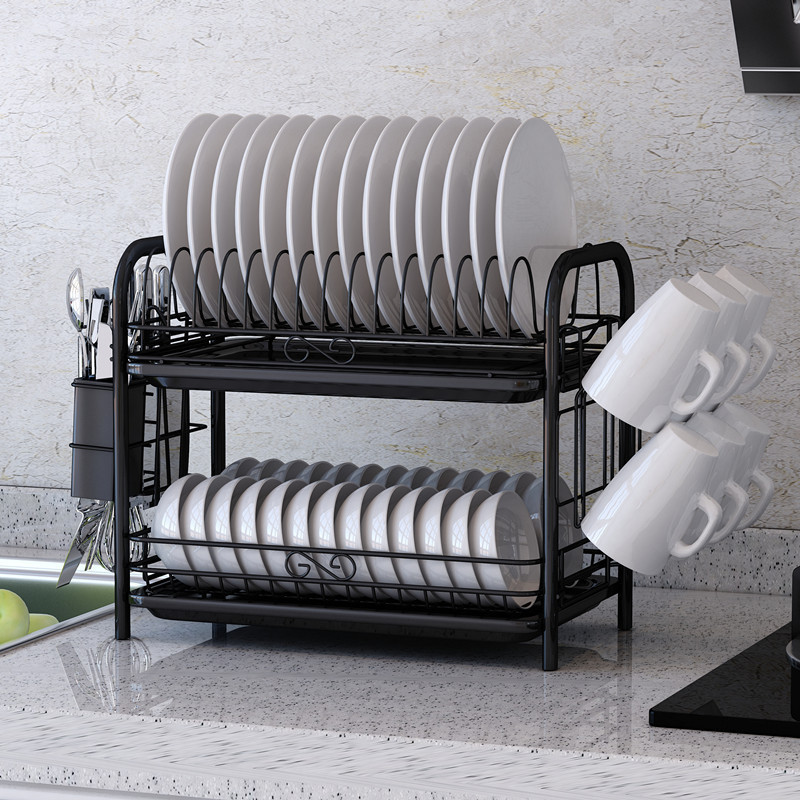 Kitchen Storage Organizer Rack Stainless Steel  2 Tier Kitchen Dish Drainer Rack