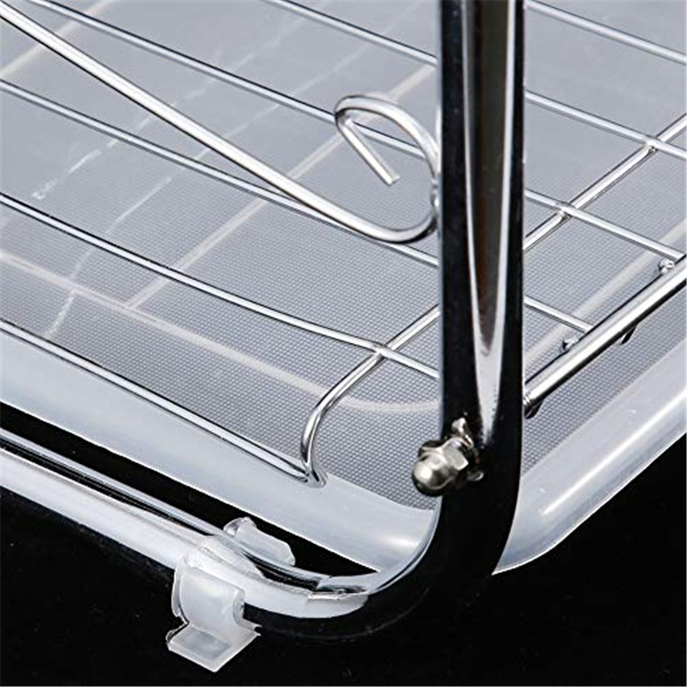 Utensil Holder Drain Board Large Capacity Stainless Steel Kitchen Plate Rack Drying 3 Tier Dish Drainer Drying Rack