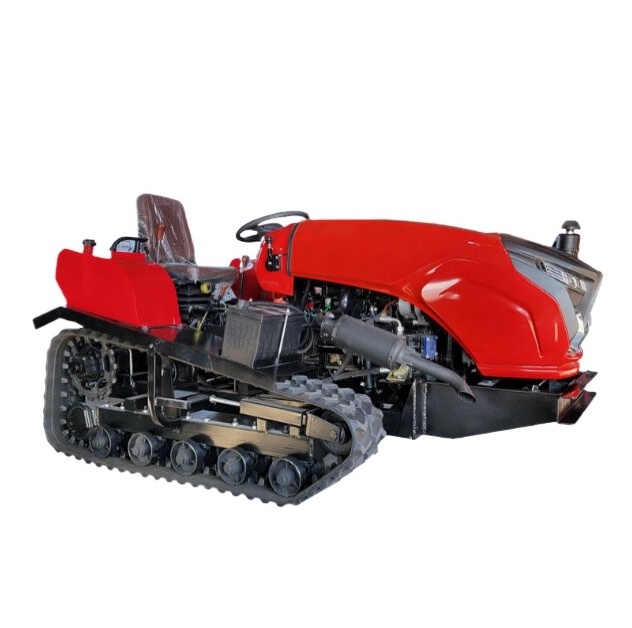 Agricultural Machinery Mini Farm 50hp Tracked Ride Type Rotary Cultivator Paddy Field Crawler Tractor Rotary Tiller