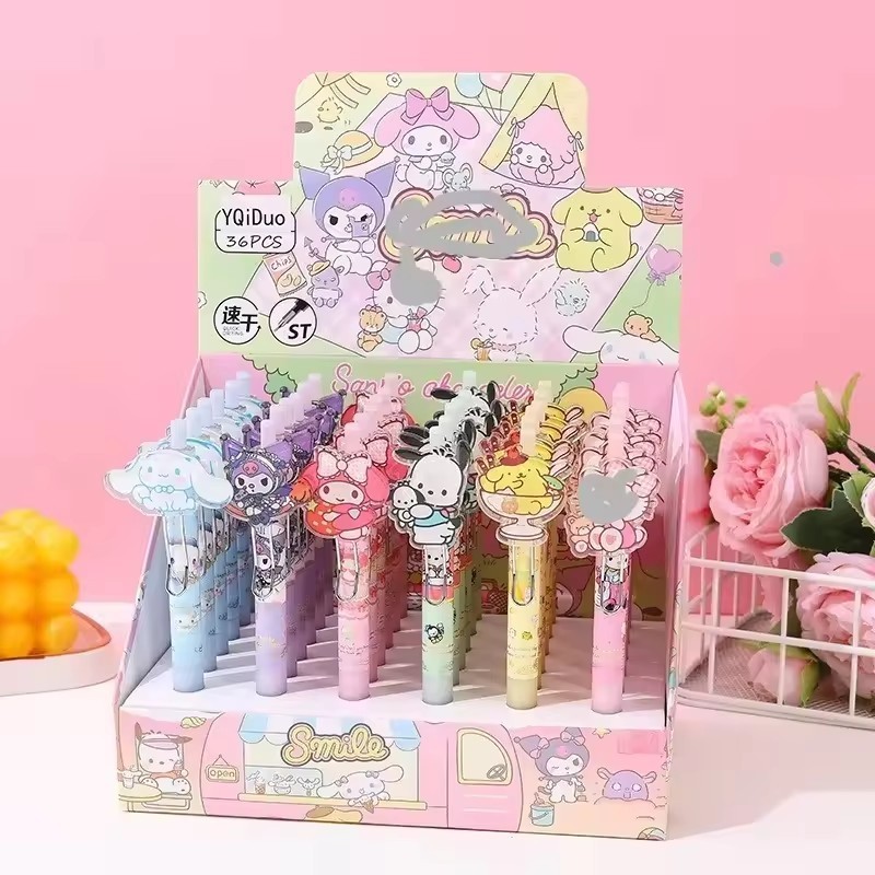 Cartoon Kuromi Patch press Pen Melody High Appearance Level Student Neutral Pen 0.5mm Cinnamoroll Black pen