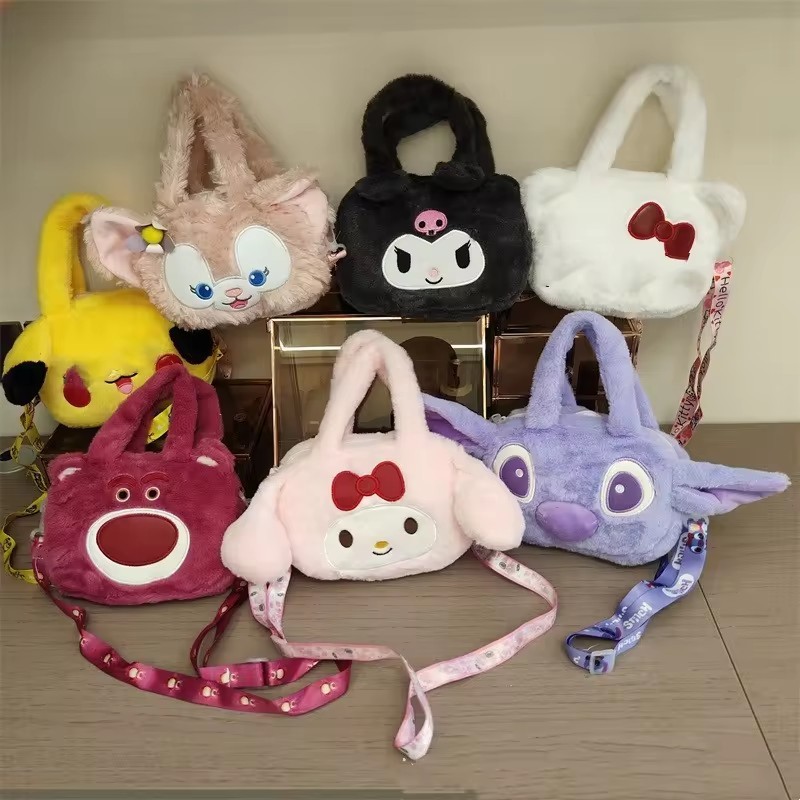 Wholesale Cinnamorollseries doll children's school bags cartoon Kuromi plush toy handbag Melody gift women's bag