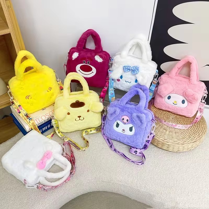 Wholesale Cinnamorollseries doll children's school bags cartoon Kuromi plush toy handbag Melody gift women's bag