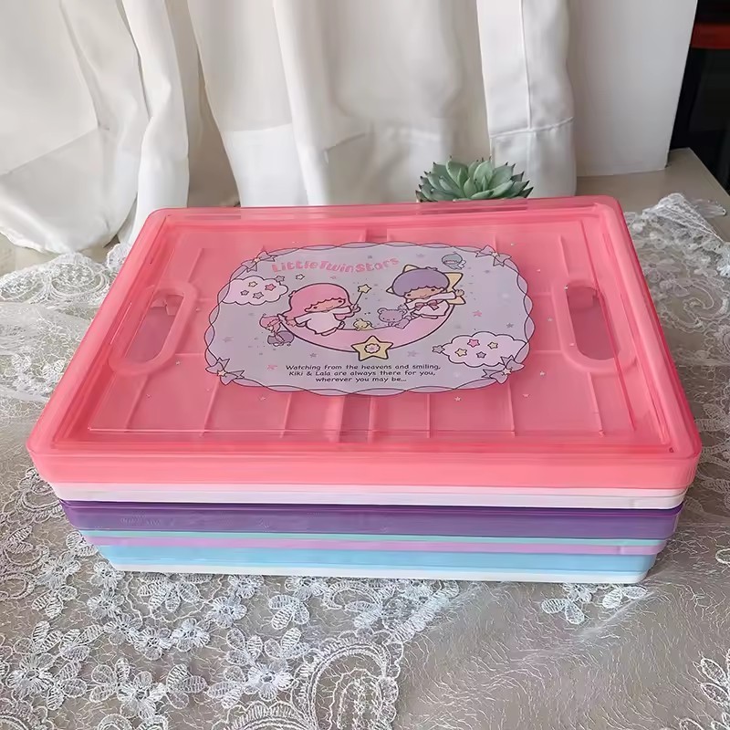 Cinnamoroll Large capacity storage box Kuromi Portable plastic folding storage box Desktop with lid Dustproof utility box