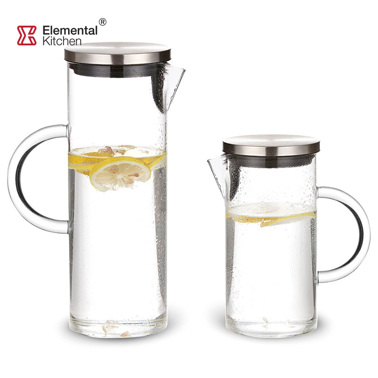 Glass carafe water filter pitcher jug with handle 1.3L