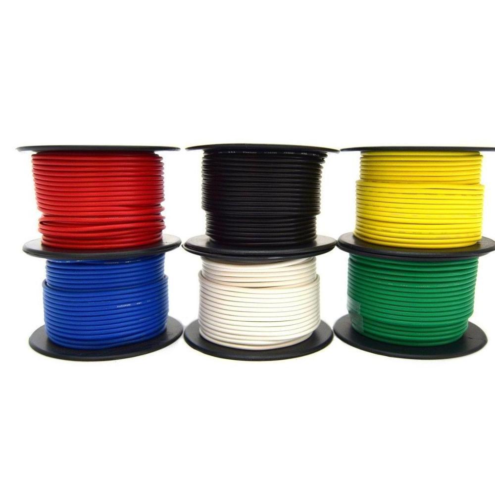 16 Gauge Bulk Spool 100-Feet Red Yellow White Primary Wire