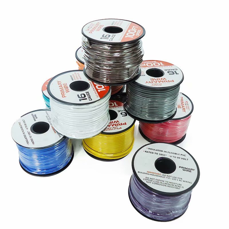 16 Gauge Bulk Spool 100-Feet Red Yellow White Primary Wire