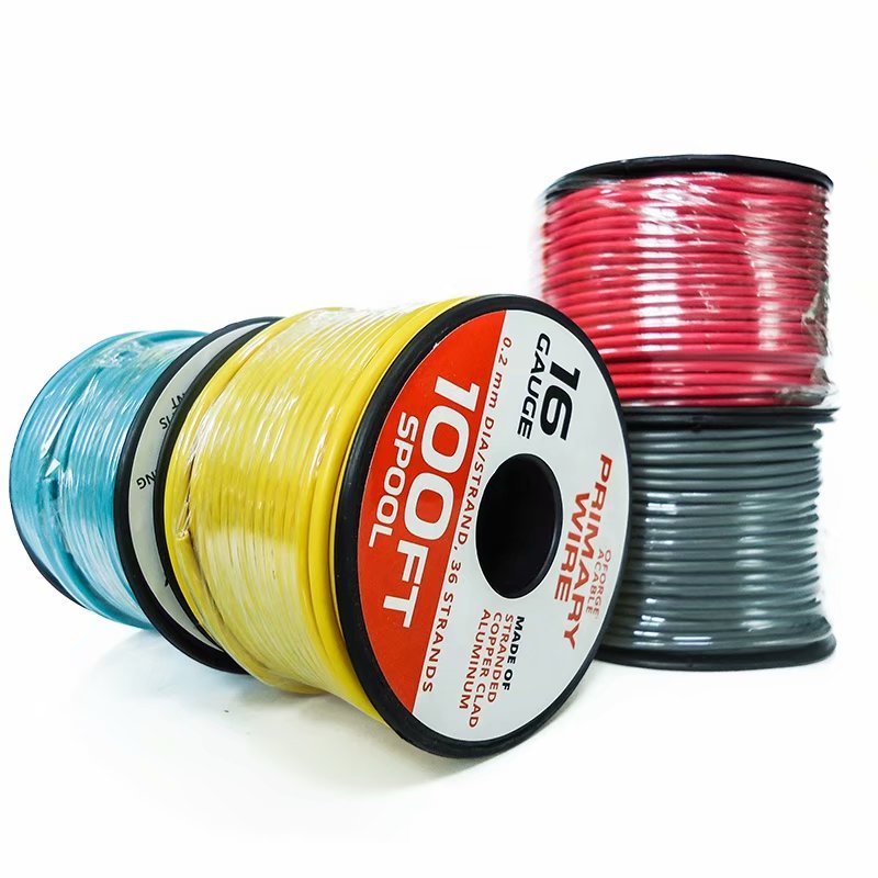 16 Gauge Bulk Spool 100-Feet Red Yellow White Primary Wire