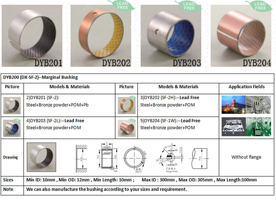SF-1 Oil-free Bushing Bearing Sleeve / Self-lubricating Copper Sleeve ...