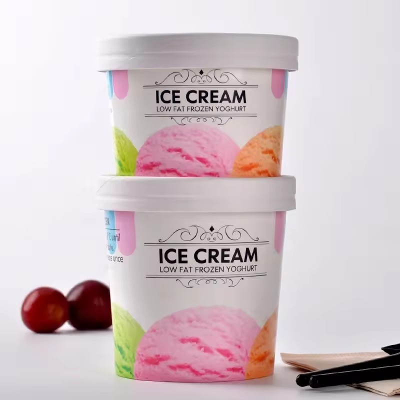 Custom Roll Cups For 8Oz Package Popsicle Sticks Paper 12 Oz Can Disposable Packaging Pint Freezer Sleeve Noodle Ice Cream Cup