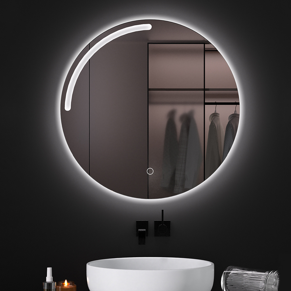 Rectangle Intelligent Sandblast Touch Screen Led Mirror Backlit Bath Smart Battery Bathroom Mirror