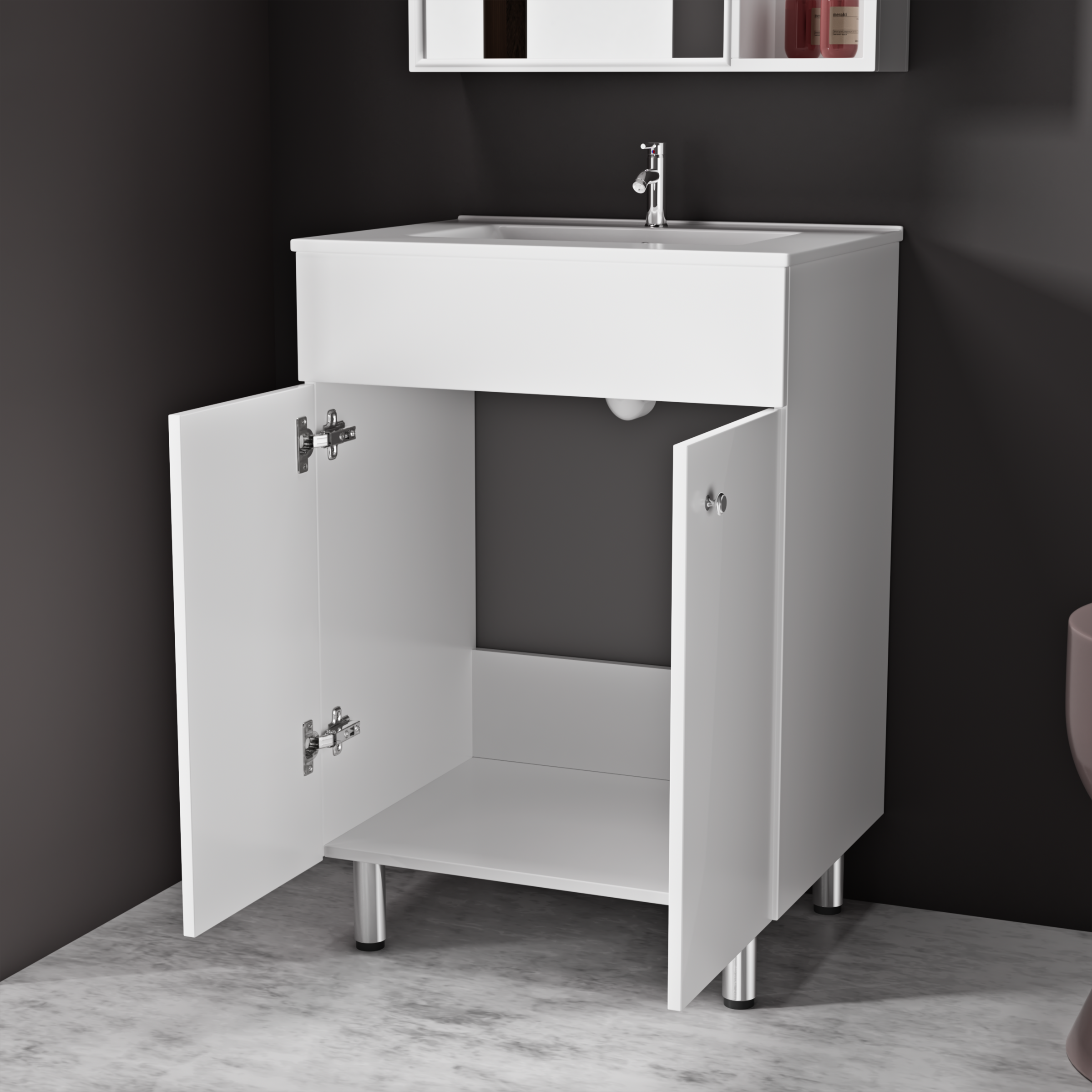 Wooden Panel Bathroom Vanity Combo Modern Furniture Wash Basin Bath Vanity With Stainless Steel Hinge