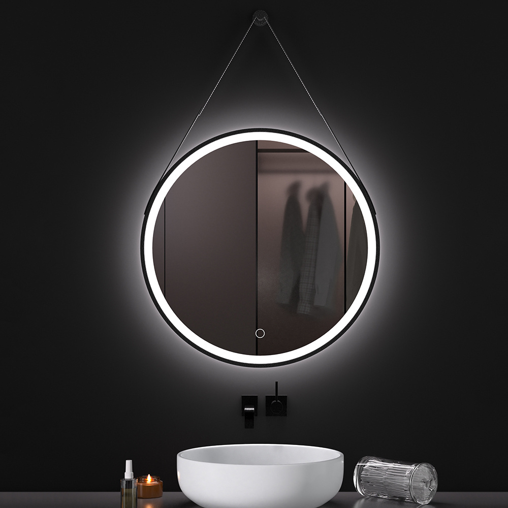 Rectangle Intelligent Sandblast Touch Screen Led Mirror Backlit Bath Smart Battery Bathroom Mirror